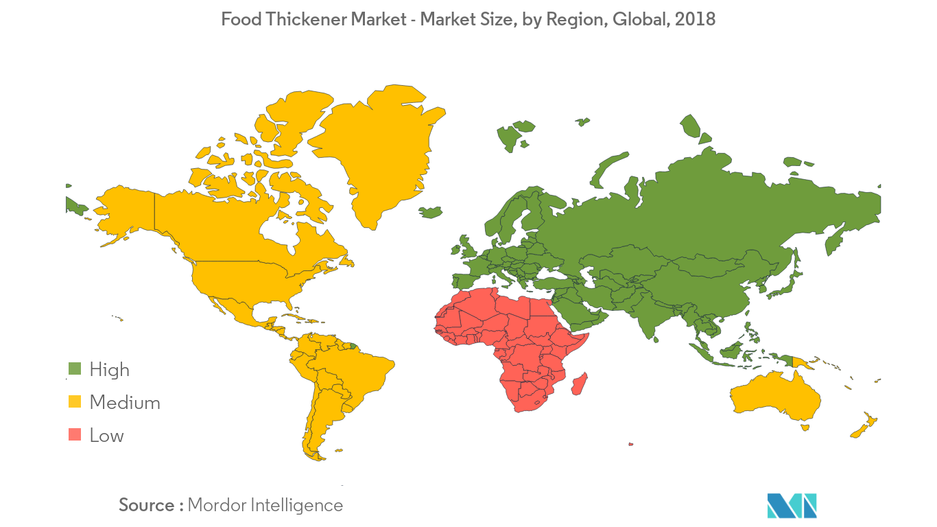 Food Thickener Market - Market Size, by Region, Global, 2018