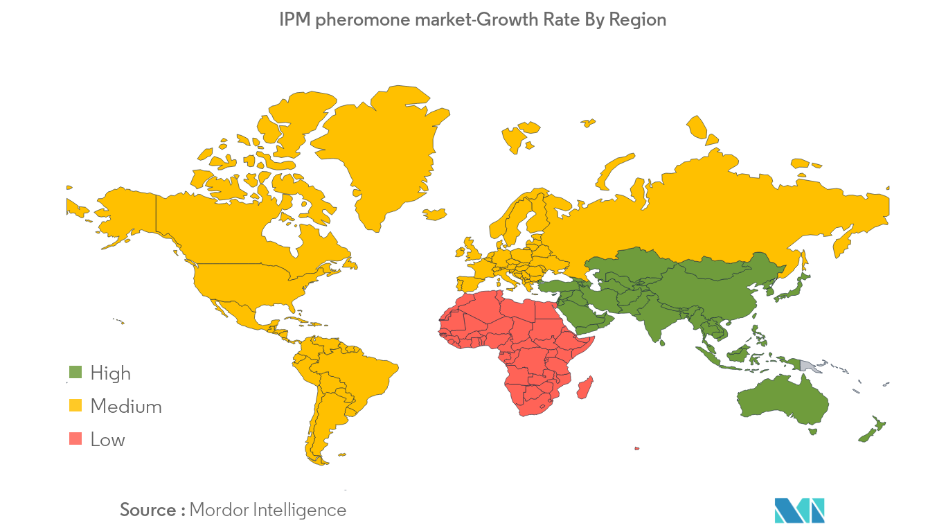 Mercado de feromônios IPM – Taxa de crescimento por região